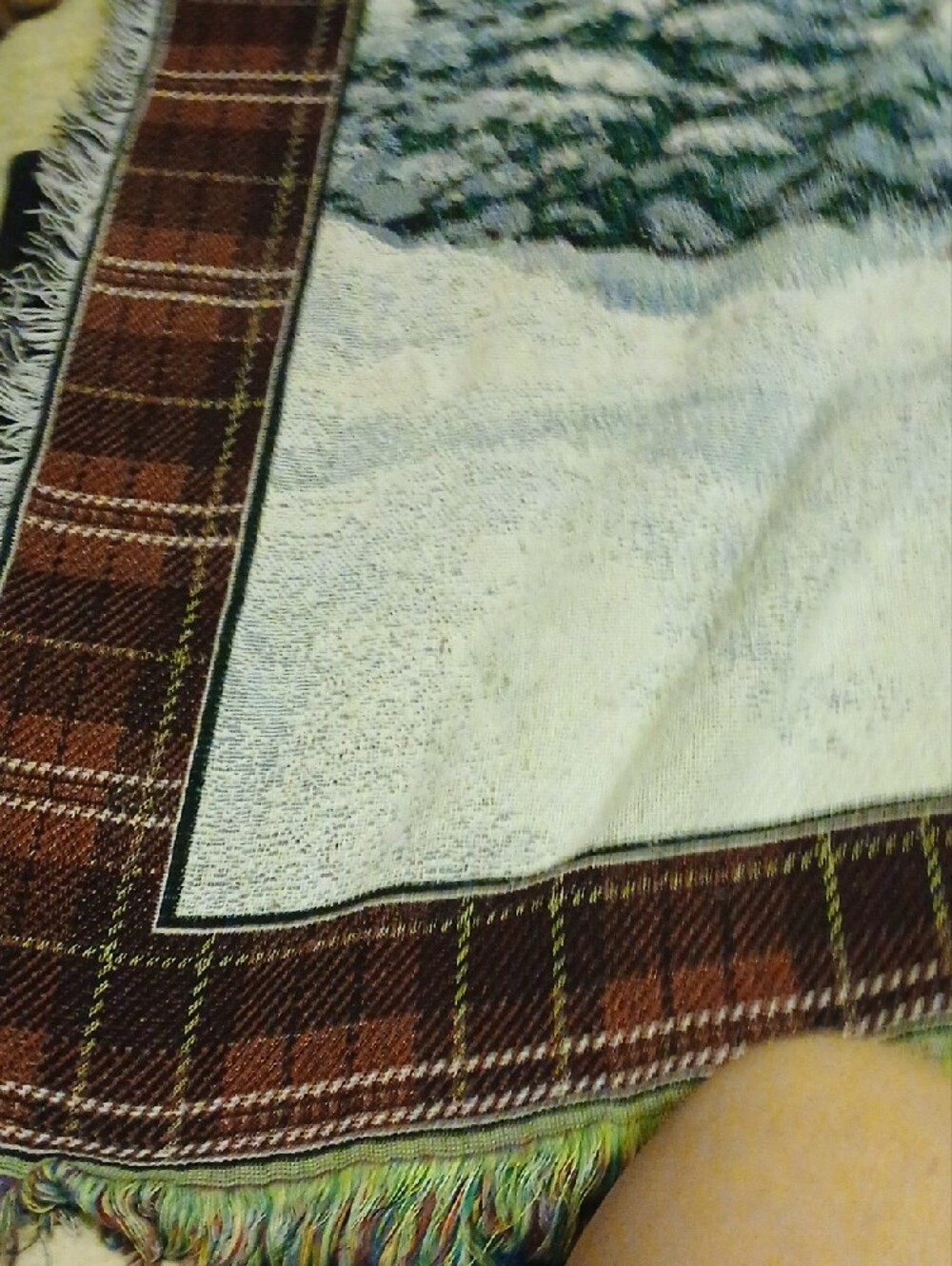Holiday Winter Scene Decorative Throw Blanket - Green/White - Picture 4 of 6